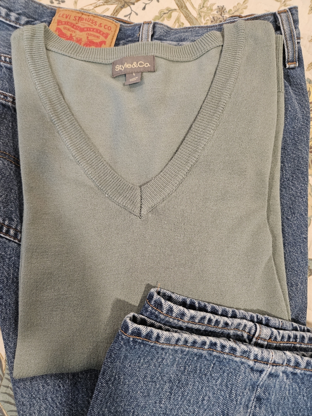Style & Co. Women's V-Neck Sweater in Sage Green